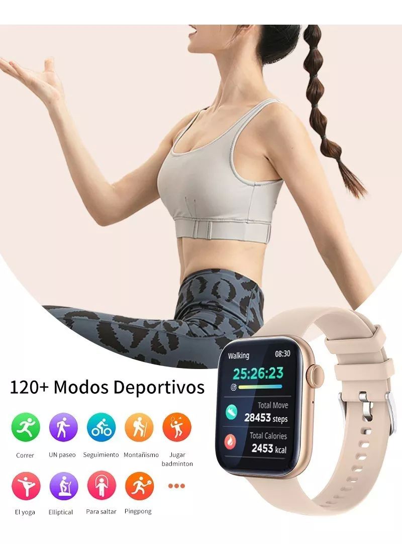 Reloj Inteligente Mujer Smart Watch P45 Bluetooth Call 1.81 color ROSA