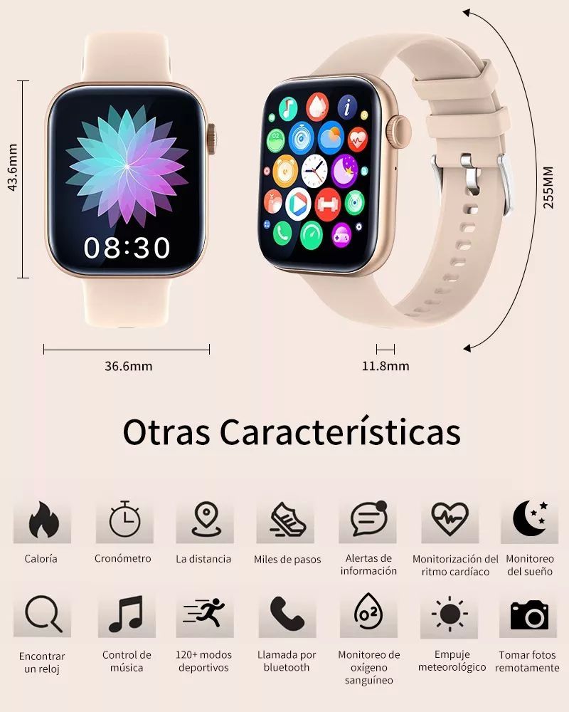 Reloj Inteligente Mujer Smart Watch P45 Bluetooth Call 1.81 color ROSA