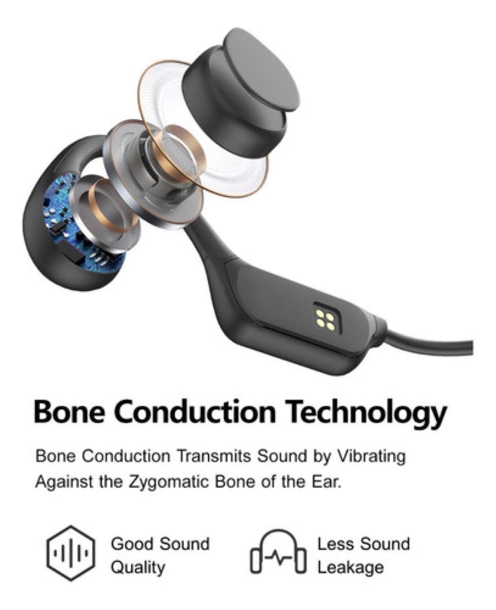 Audífonos Inalámbricos De Conducción Ósea Para Natación negro