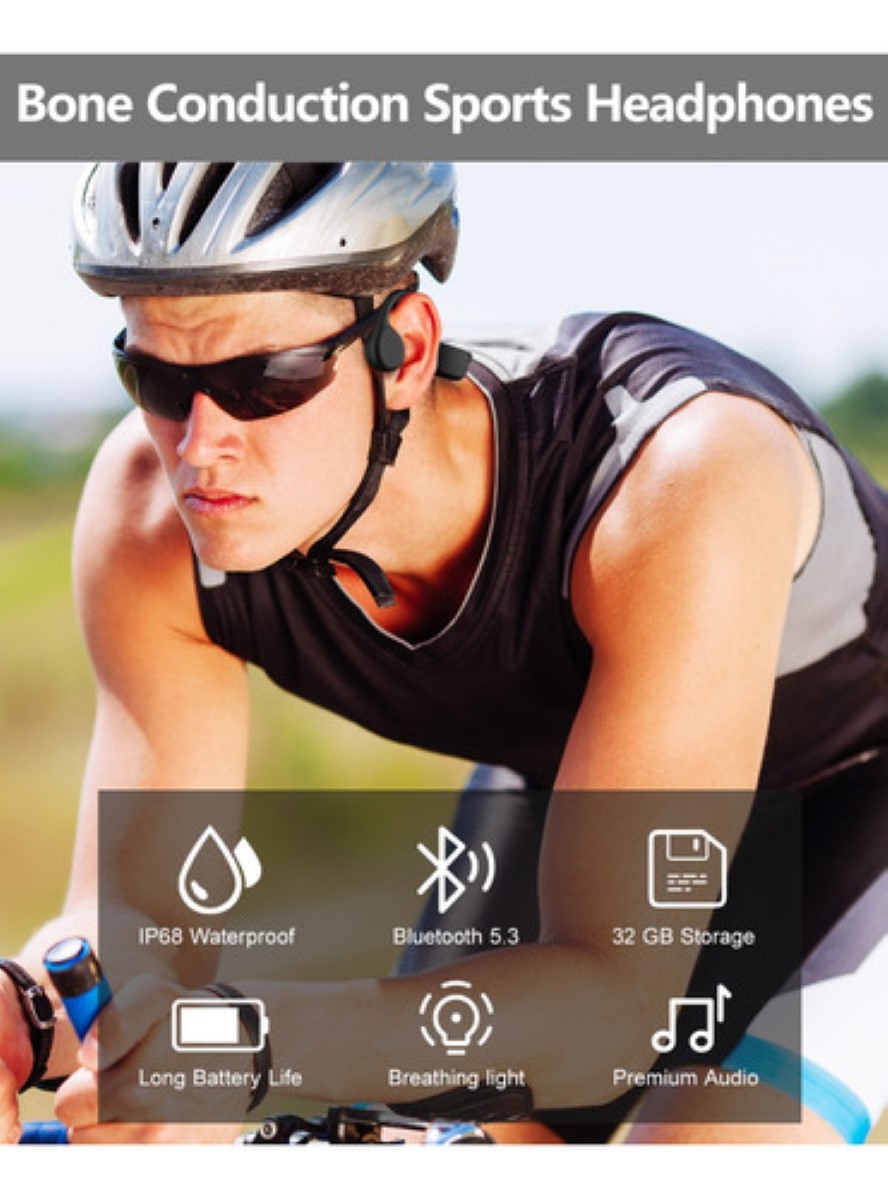 Audífonos Inalámbricos De Conducción Ósea Para Natación negro