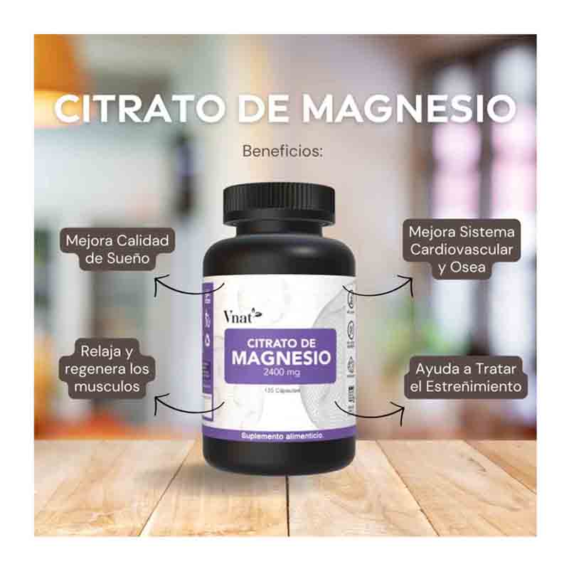 Citrato de Magnesio 2400mg Vnat 135 capsulas Magnesium Citrate