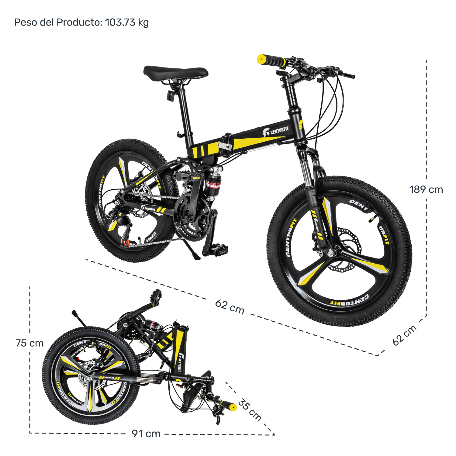 Bicicleta Deportiva Plegable R20 Montaña Freno Disco