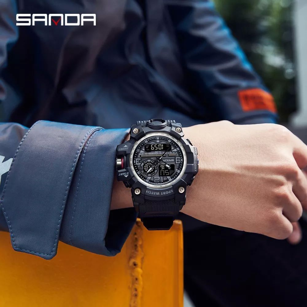 Reloj Sanda 3133 Hombres Digital Moda Deportiva Impermeable color NEGRO