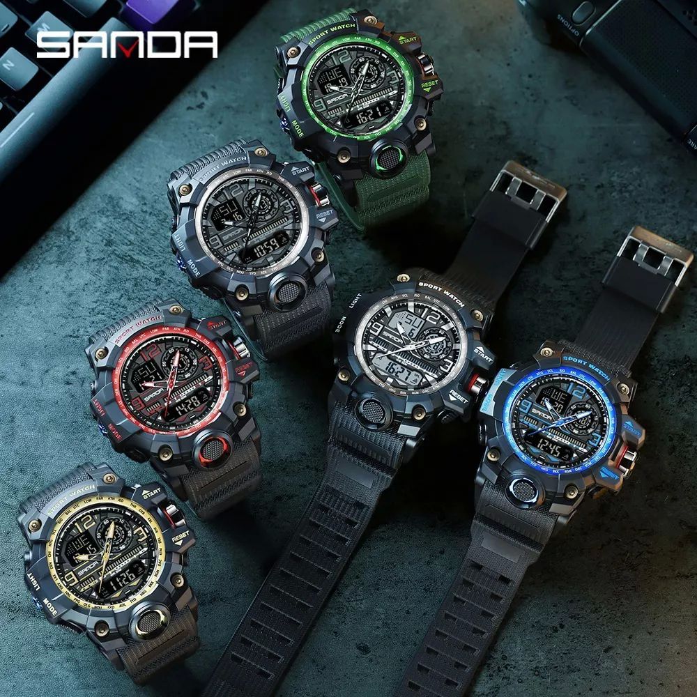 Reloj Sanda 3133 Hombres Digital Moda Deportiva Impermeable color NEGRO