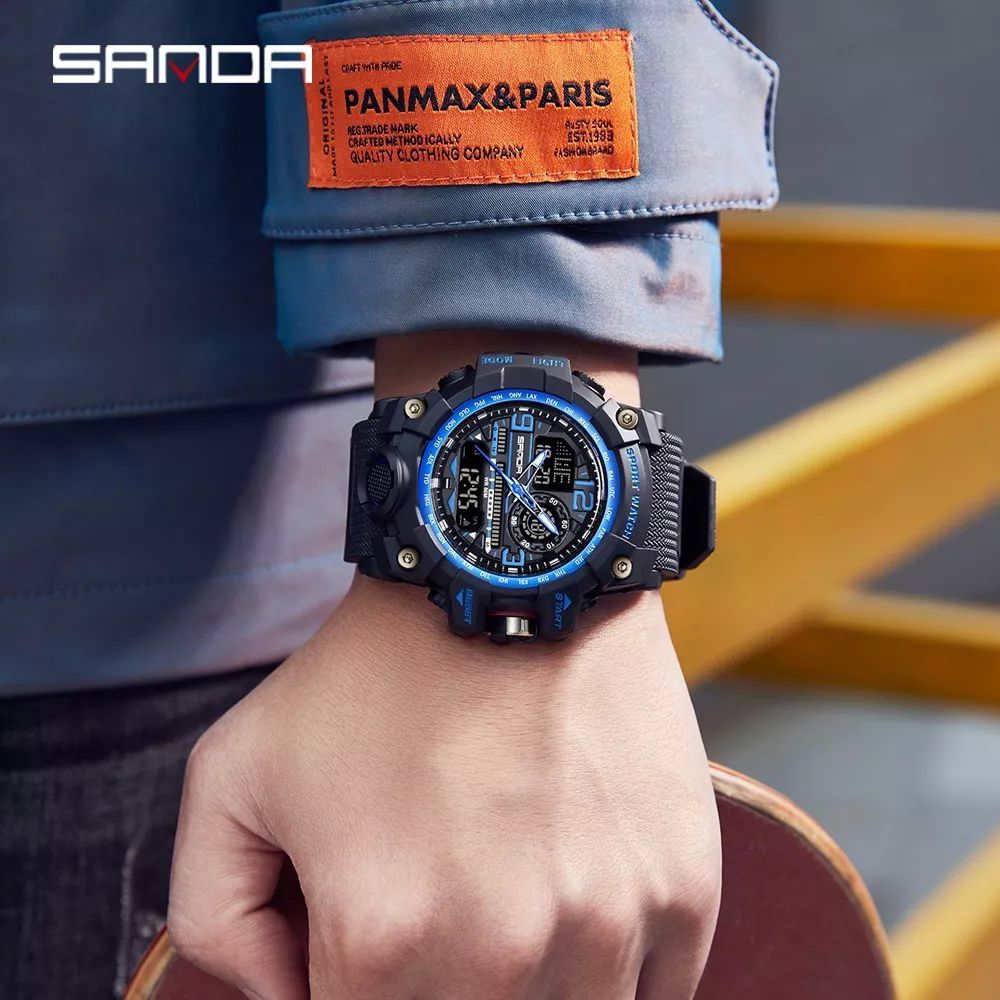 Reloj Sanda 3133 Hombres Digital Moda Deportiva Impermeable color AZUL