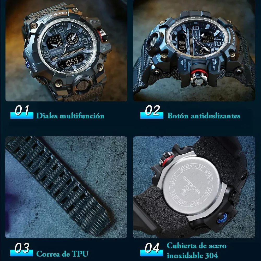 Reloj Sanda 3133 Hombres Digital Moda Deportiva Impermeable color AZUL