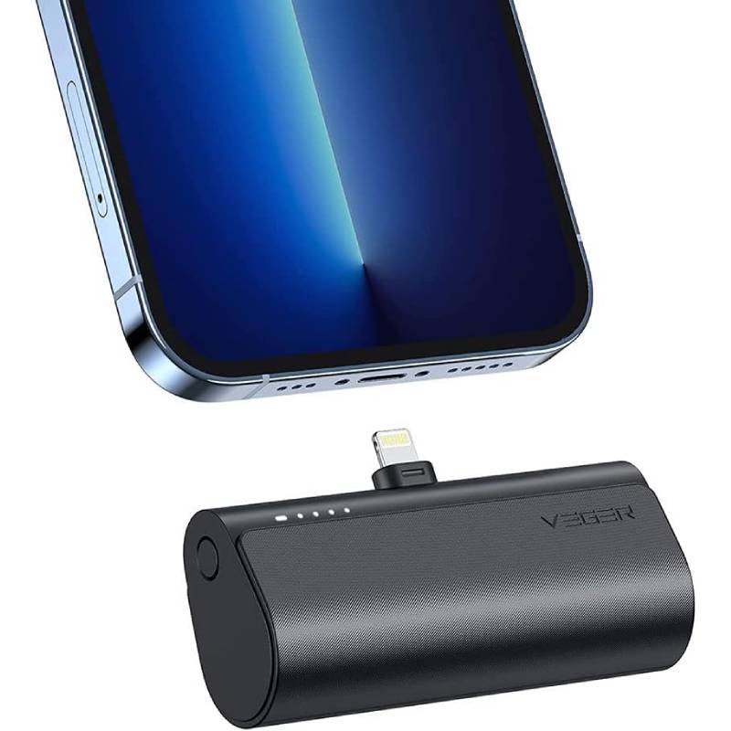 Mini Power Bank Veger 5000 Mah 20w Color Negro Lightning