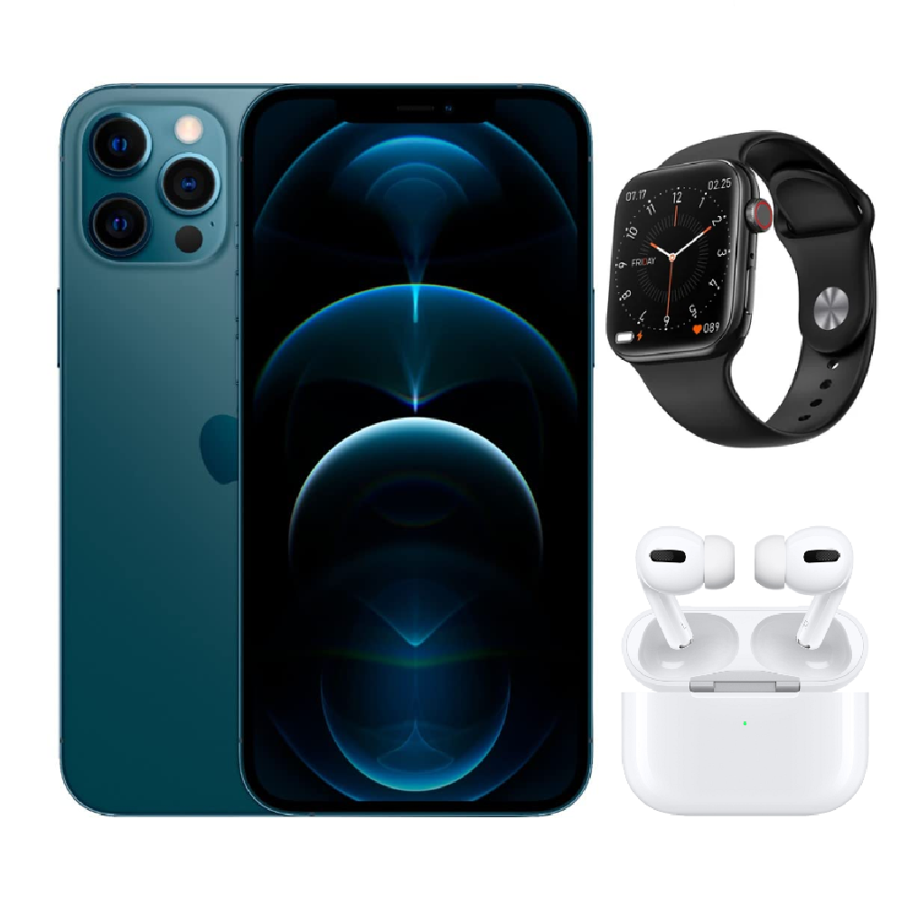 Combo iPhone 12 Pro 256GB Azul (Reacondicionado grado A) + Audifonos para  iPhone + Smartwatch