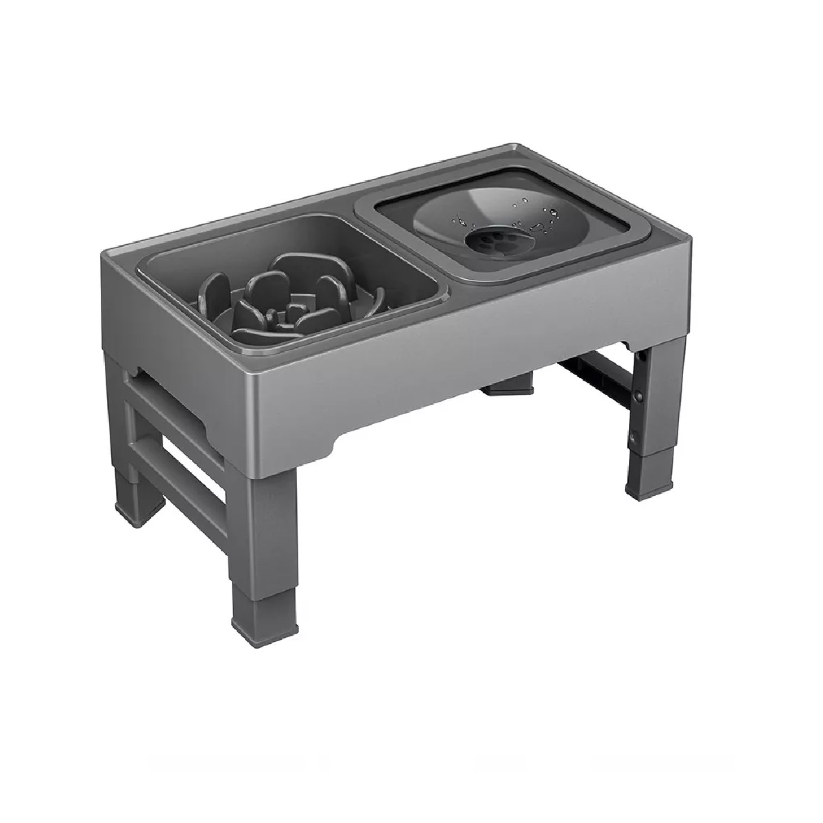 Comedero Elevado Para Perro Perros Mascota,altura Ajustable Grey Gris