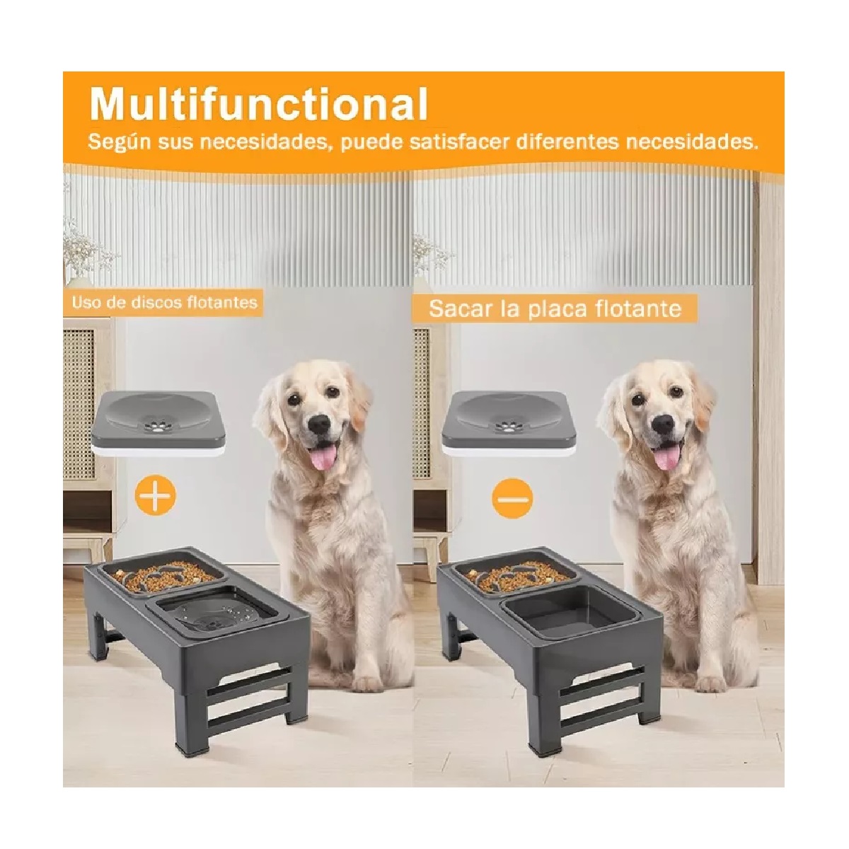 Comedero Elevado Para Perro Perros Mascota,altura Ajustable Grey Gris