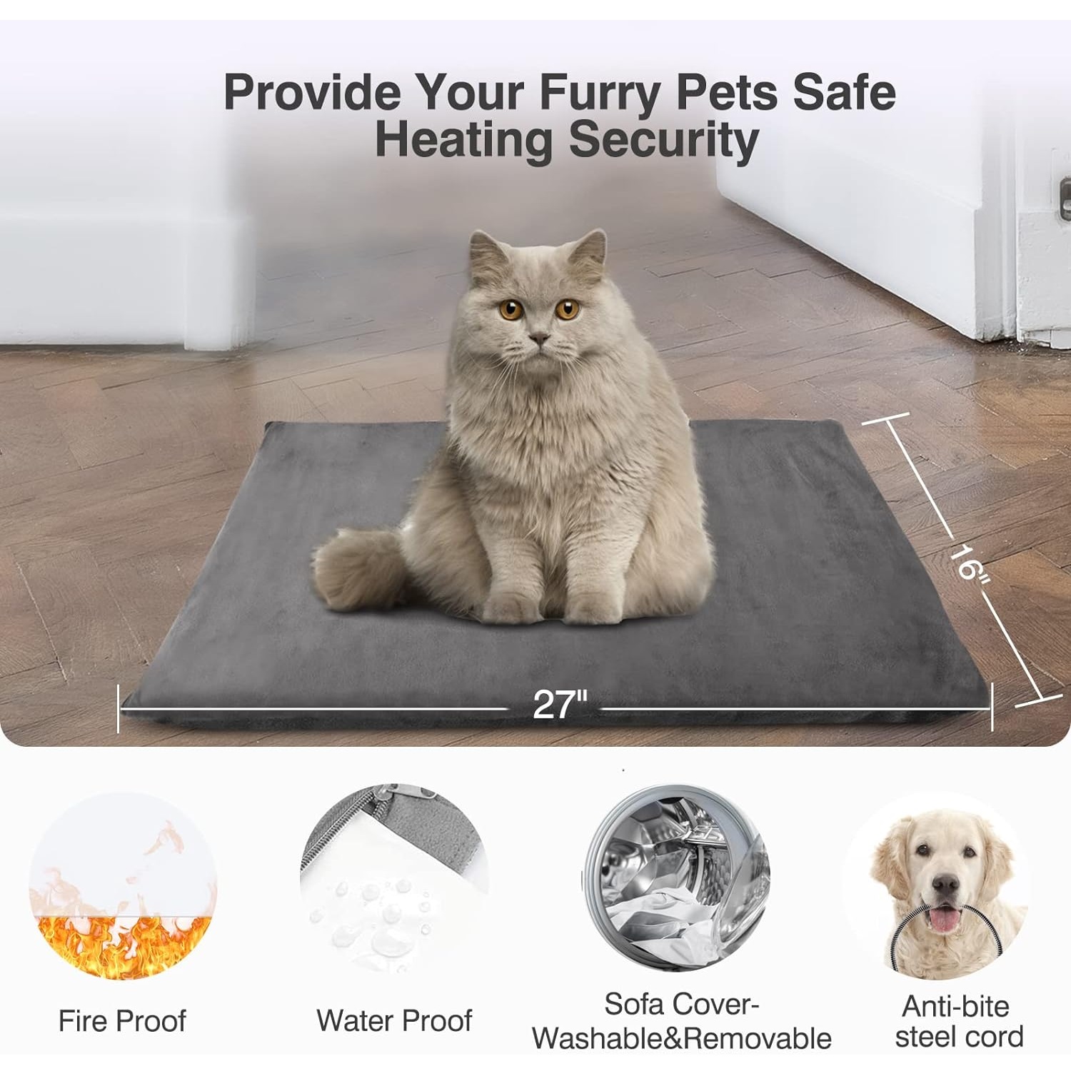 Almohadilla Térmica Tapete Electrico Mascota Gato,perro Gris