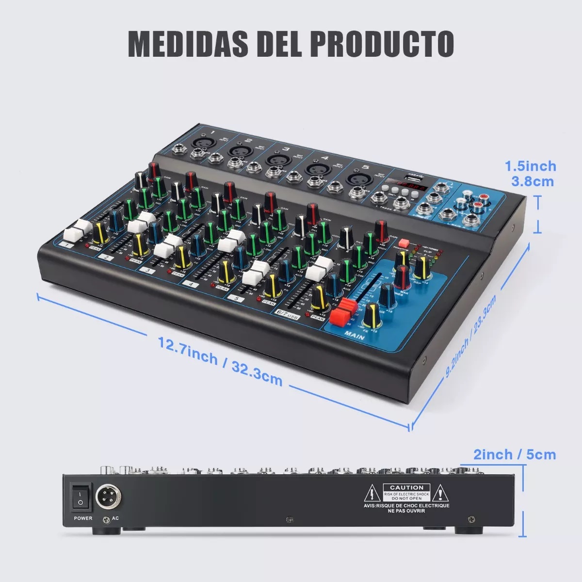 Consola De Audio Mezcladora Bluetooth 7 Canales 16 Efectos