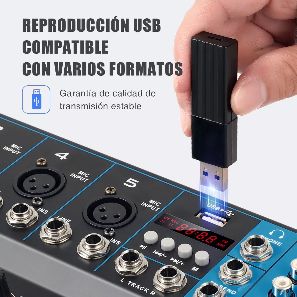 Consola De Audio Mezcladora Bluetooth 7 Canales 16 Efectos