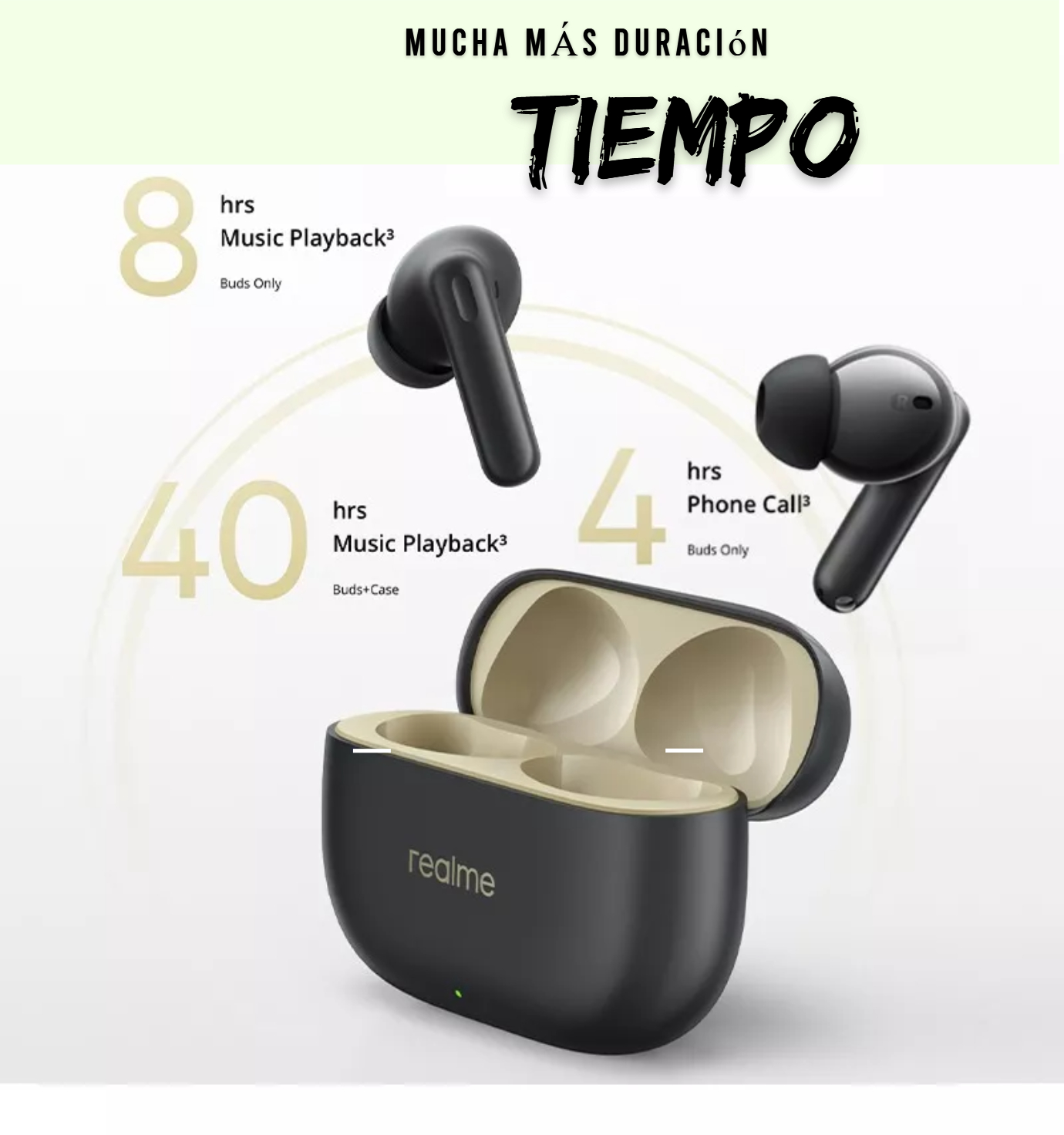 Realme T300 Cancelación Ruido 30db Audio Espacial 360 NEGRO