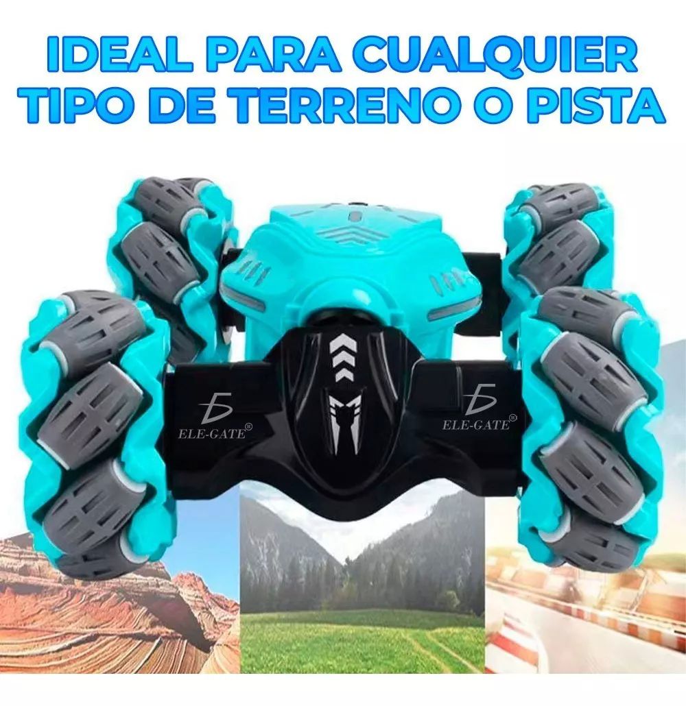 Carro Coche Control Remoto Azul Recargable Doble Gesto Conducción Bidireccional Rotación 360 Juguetes