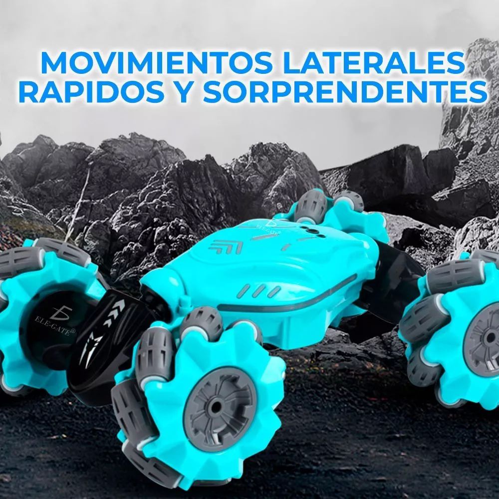 Carro Coche Control Remoto Azul Recargable Doble Gesto Conducción Bidireccional Rotación 360 Juguetes