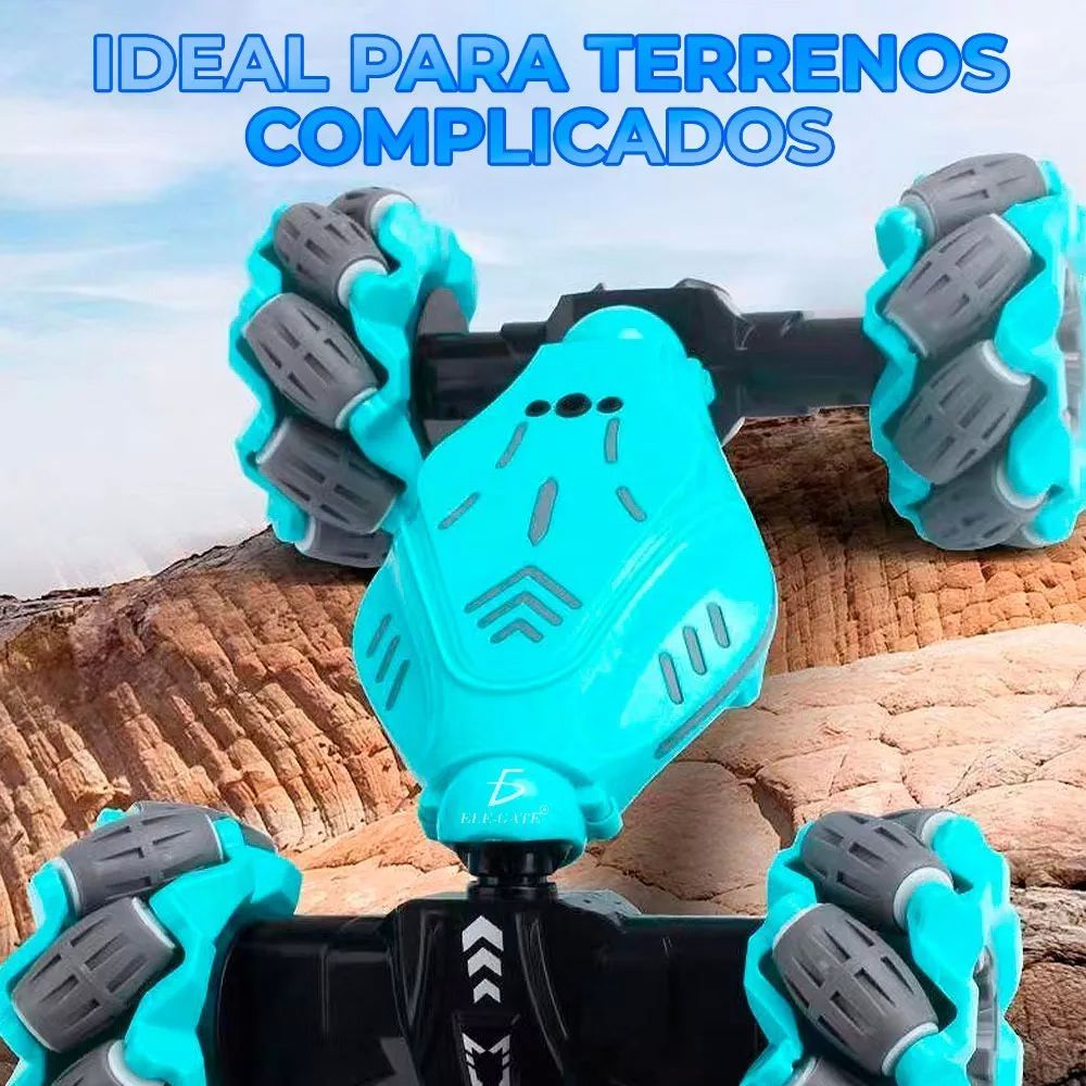 Carro Coche Control Remoto Azul Recargable Doble Gesto Conducción Bidireccional Rotación 360 Juguetes