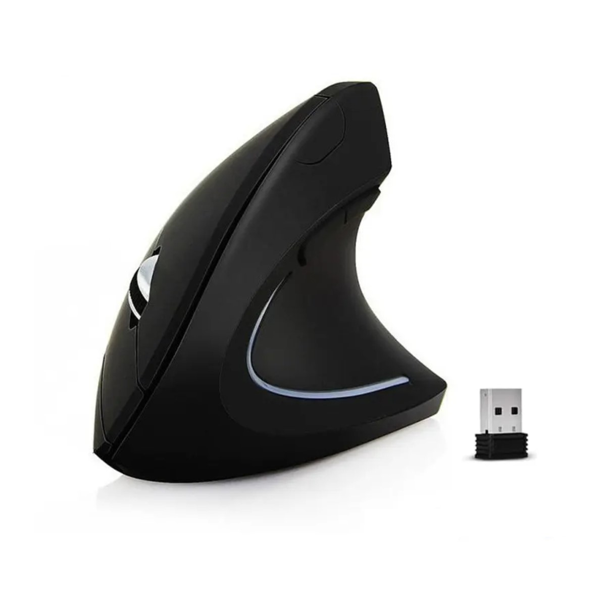 Mouse Ratón óptico inalámbrico vertical nuevo estilo mano derecha carga vertical LED negro pc usb