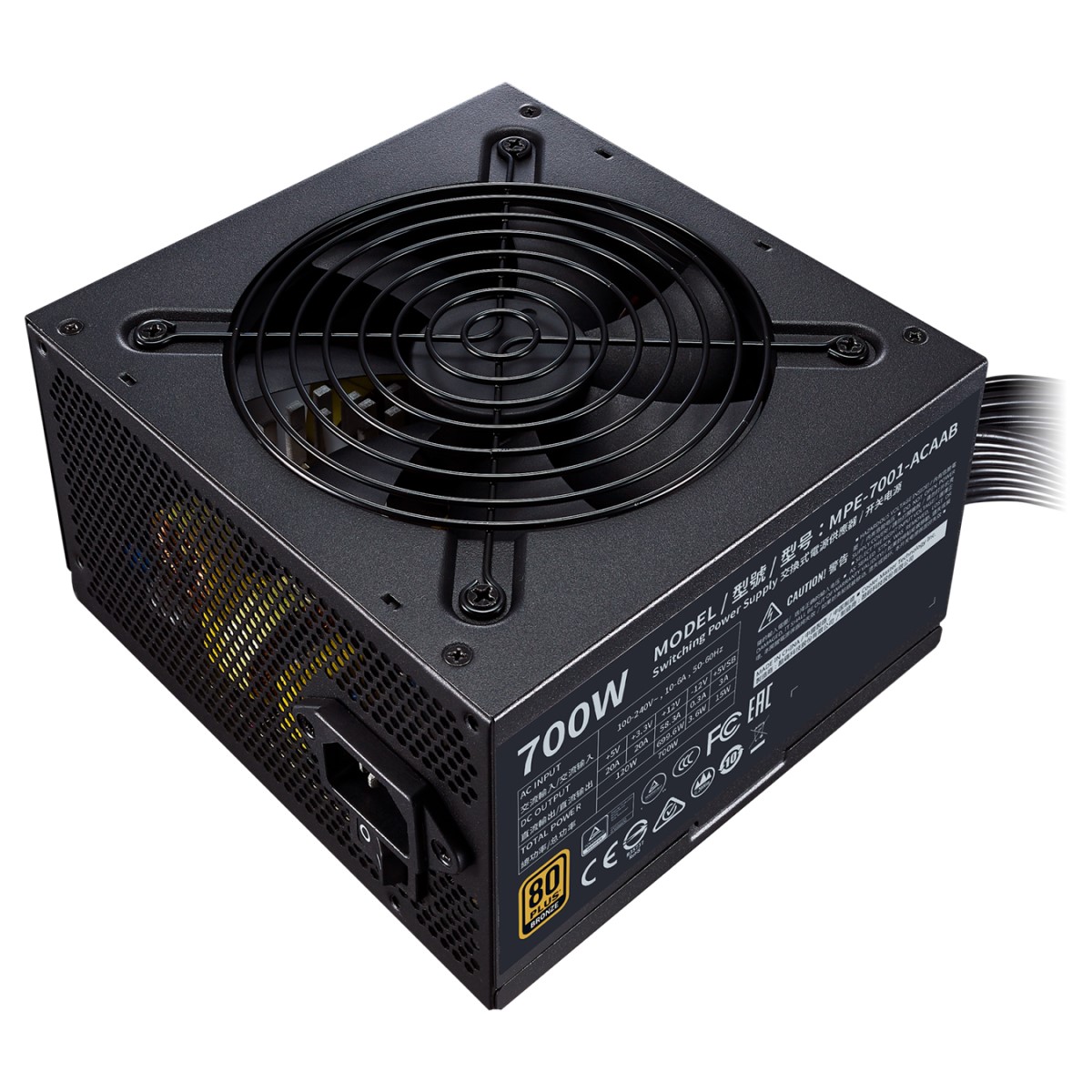 Fuente de Poder Cooler Master MWE 700 Bronze V2 80 Plus Bronze, 24-pin ATX, 120mm, 700W