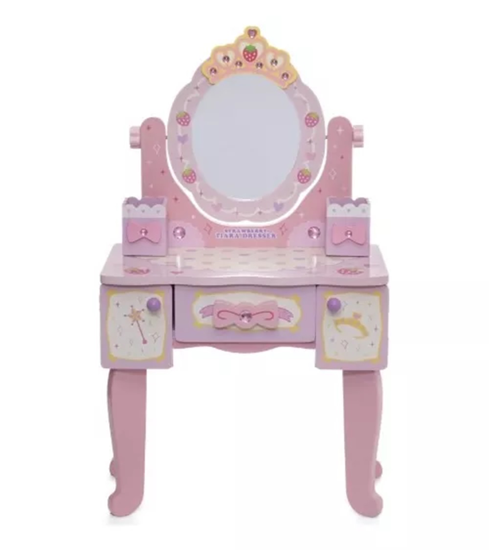 Tocador Infantil Con Silla Set De Belleza Fresas Rosa