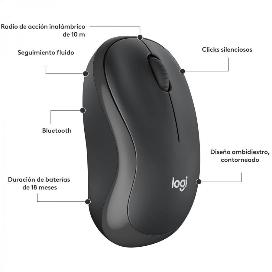 Mouse Logitech M240 Silent Bluetooth Optico Grafito 910-007113