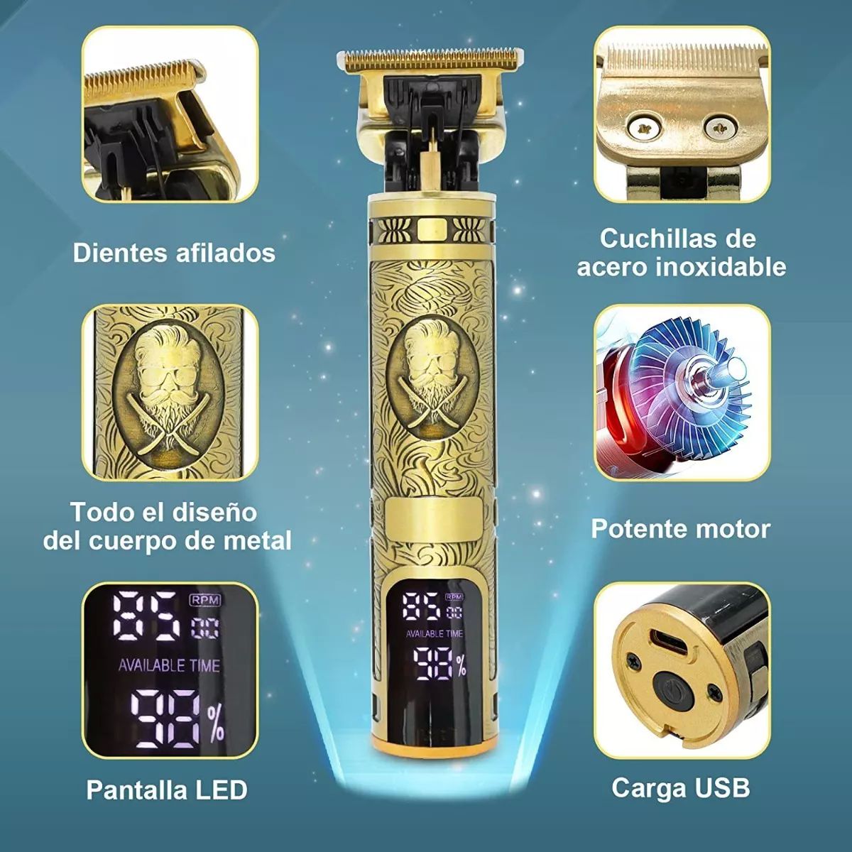 Rasuradora Inalámbrica Recargable Kit Cortadora Profesional