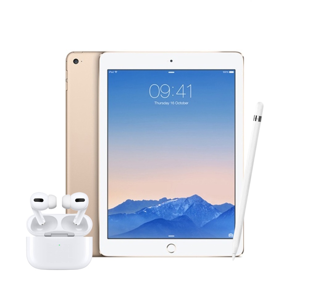 Combo iPad Air 2 16GB Dorado (Reacondicionado Grado A) + Audifonos para iPad  + Smart Pencil
