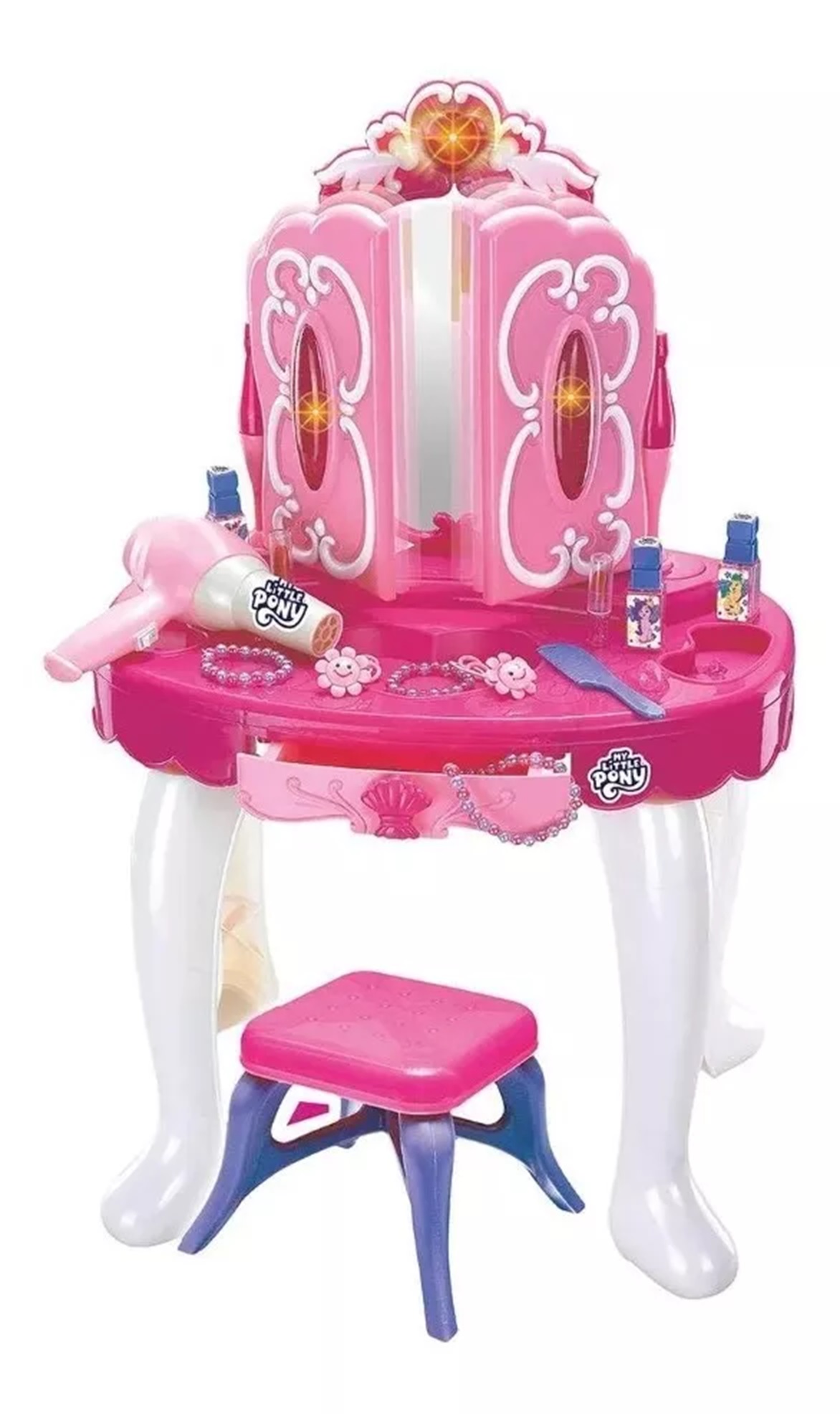 Tocador Infantil Con Luz Y Sonido Con Banquito Little Ponny