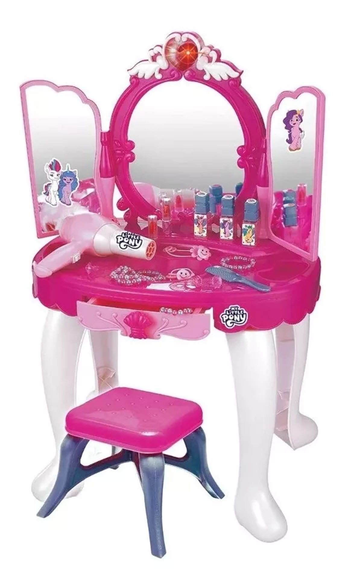 Tocador Infantil Con Luz Y Sonido Con Banquito Little Ponny