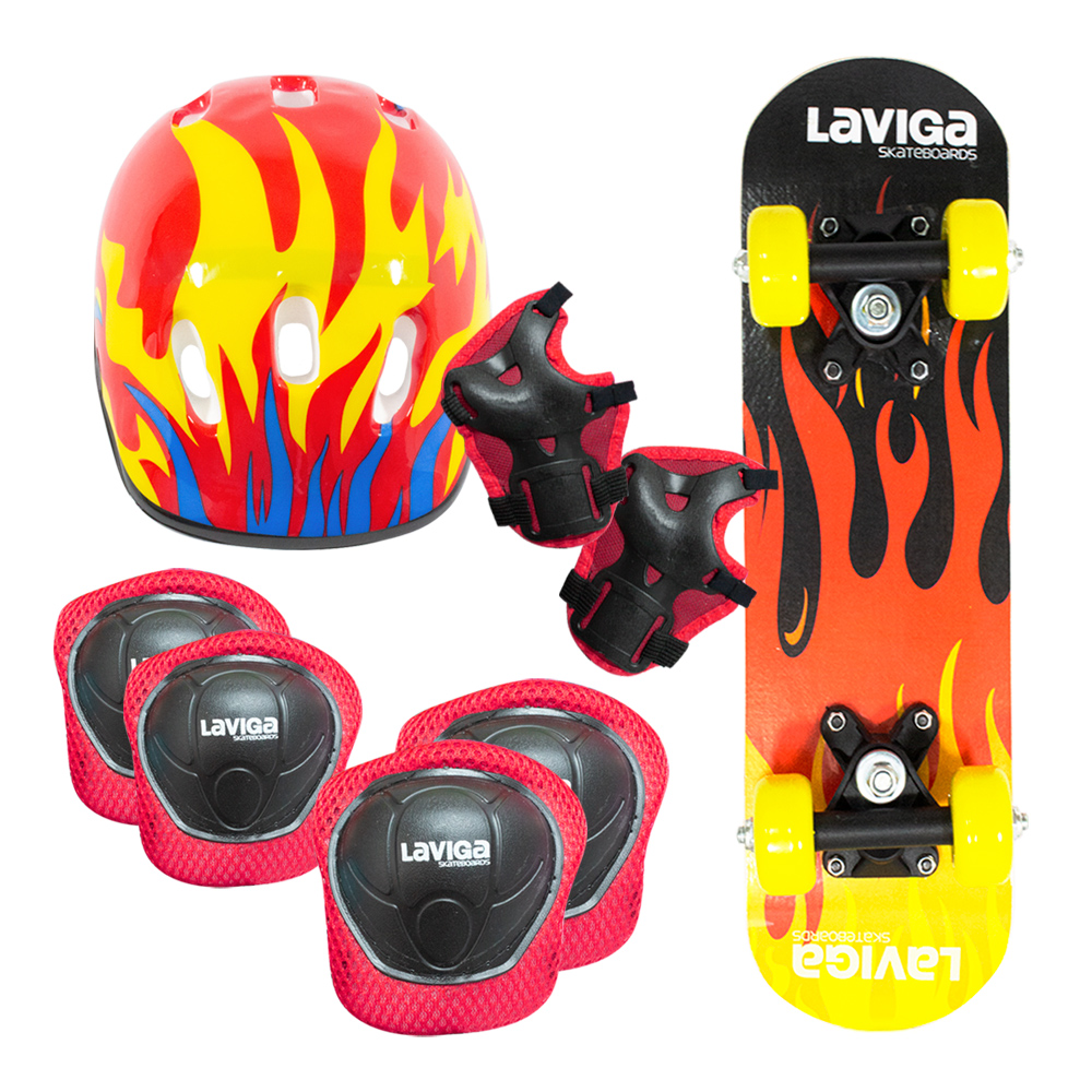 Patineta Infantil De Madera Para Niñas y Niñas Con Casco Y Proteccio