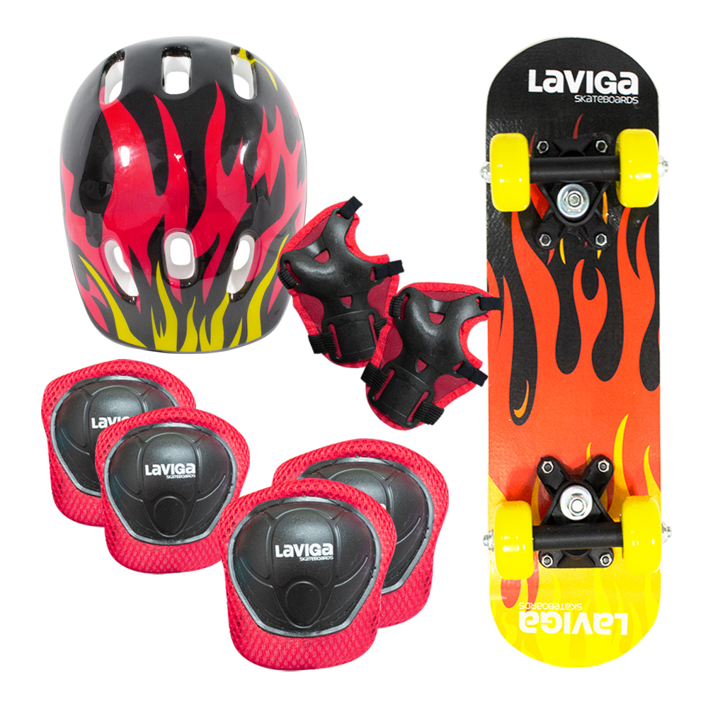 Patineta Infantil De Madera Para Niñas y Niñas Con Casco Y Proteccio