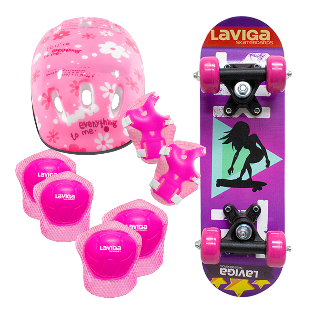 Patineta Infantil De Madera Para Niñas y Niñas Con Casco Y Proteccio