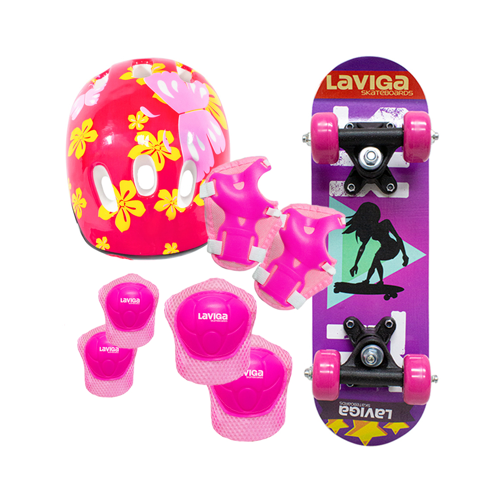 Patineta Infantil De Madera Para Niñas y Niñas Con Casco Y Proteccio
