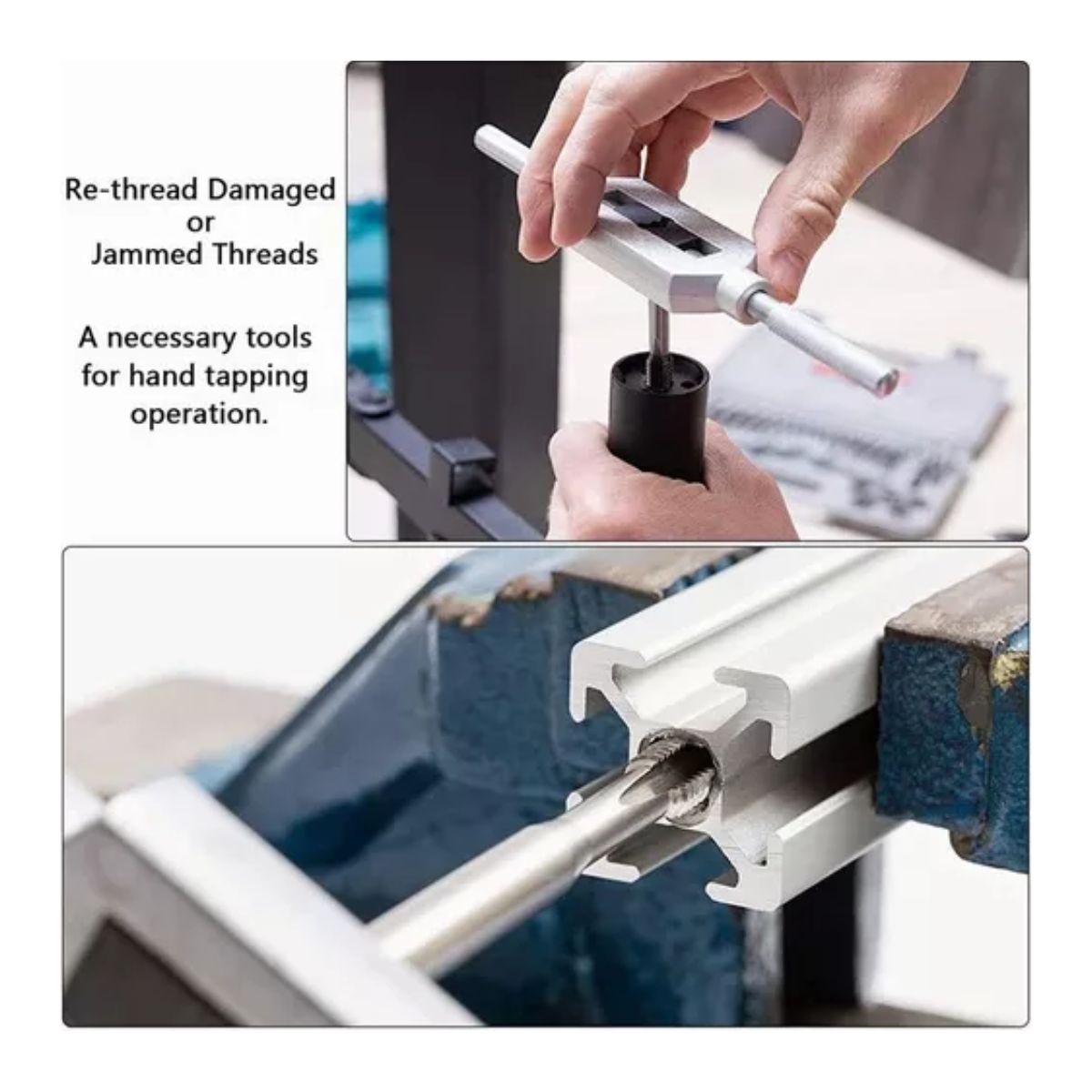 Kit De Machuelos Con Maneral Broca Tipo Matraca Ajustable Plata