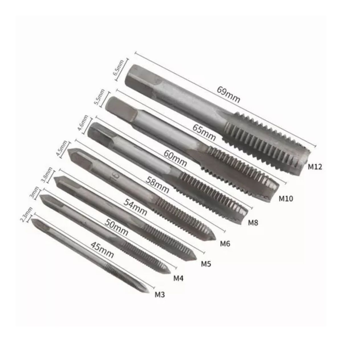 Kit De Machuelos Con Maneral Broca Tipo Matraca Ajustable Plata