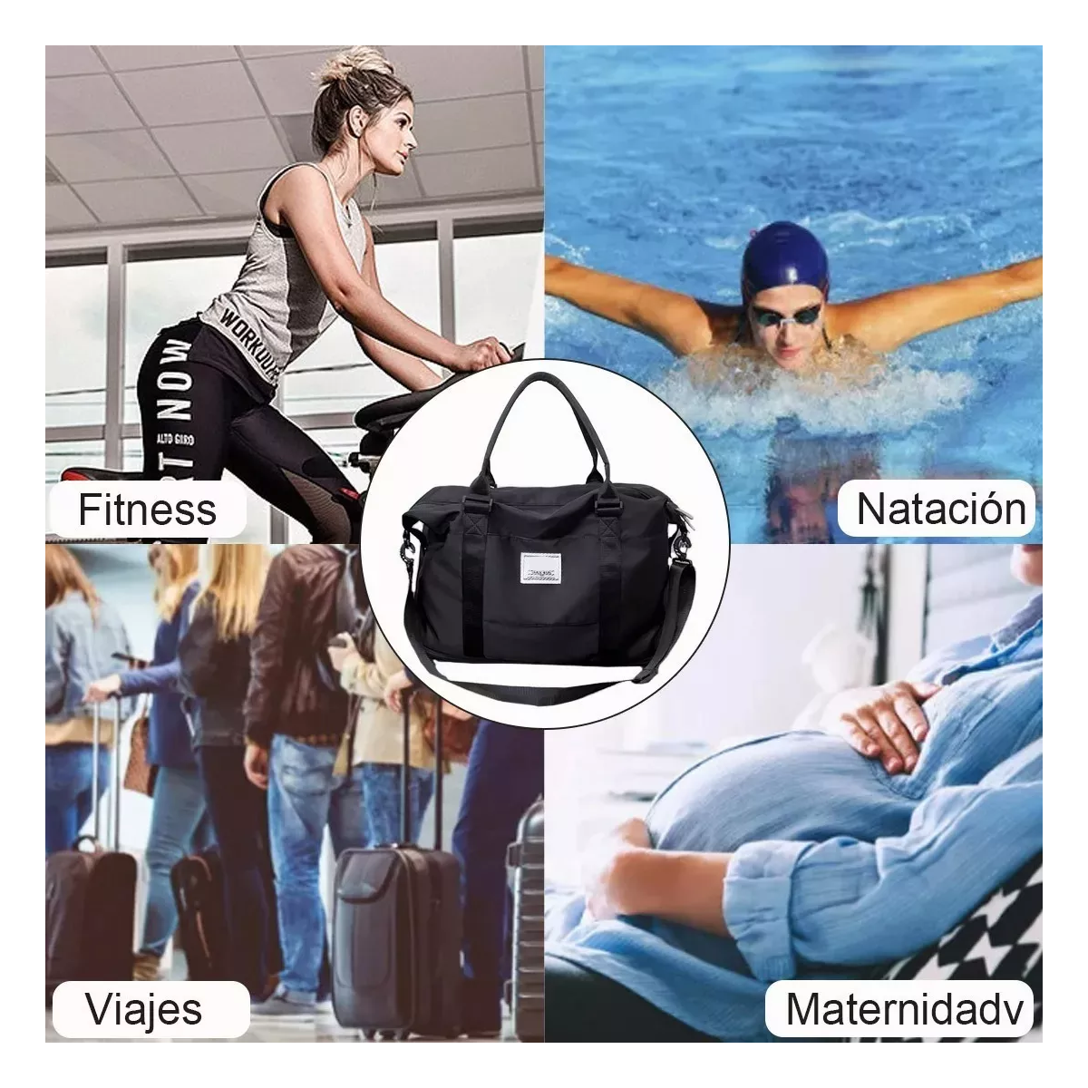 Maleta Bolsa De Viaje Deportiva Gym Tote Bolsa Negro