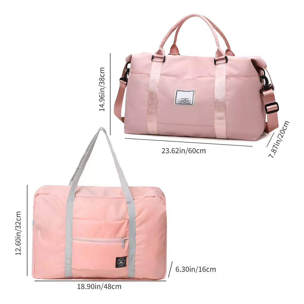Maleta Deportiva Bolsa Para Viaje Y Gym Impermeable 2pzs Rosa