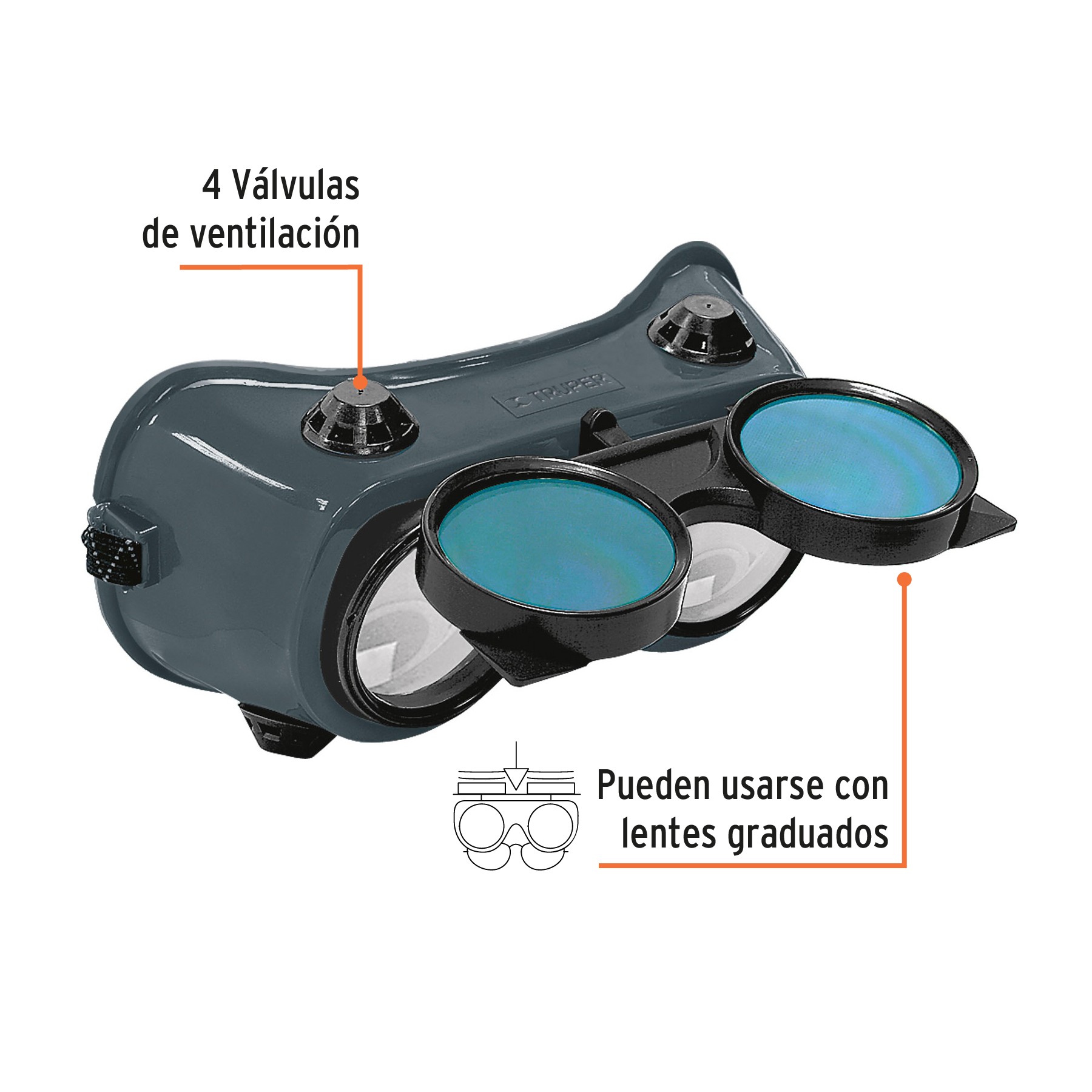 GAFAS PARA SOLDAR CON 4 VÁLVULAS DE VENTILACIÓN, TRUPER 14282