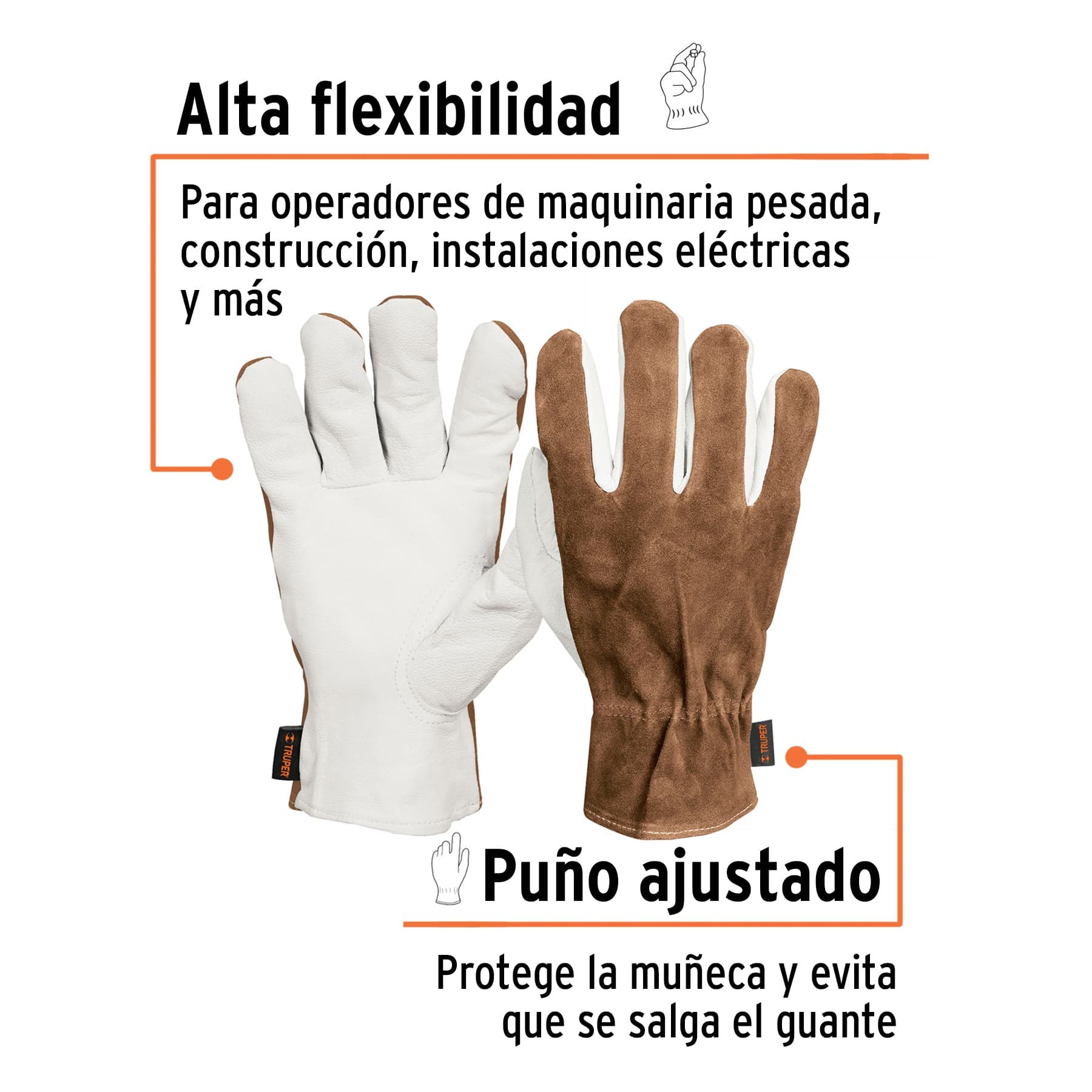GUANTES DE PIEL DE CABRA CON DORSO DE CARNAZA, TRUPER 14288