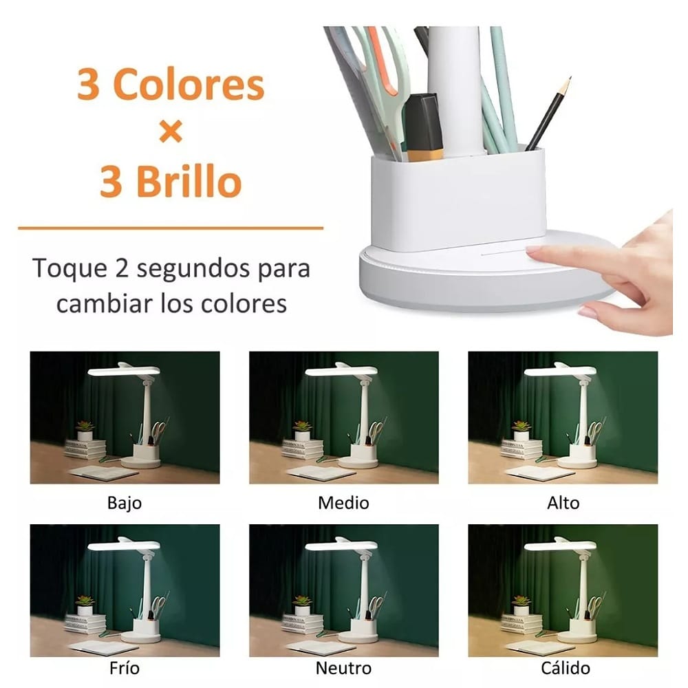 Lámpara Led Escritorio Ajustable Recargable Usb, 3200mah