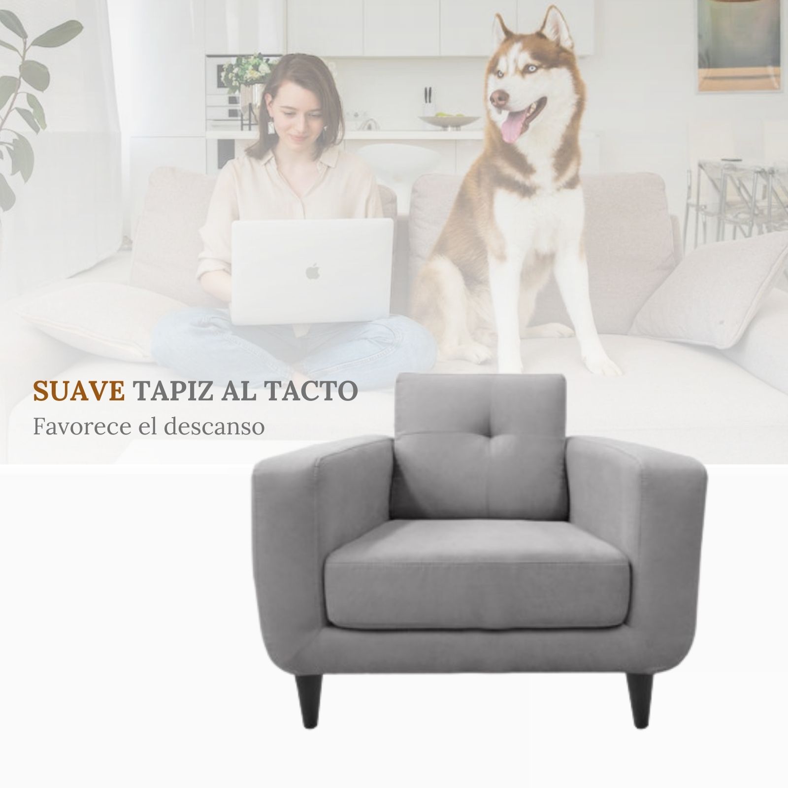 Sillón individual Gris Modelo PARIS by JÖM