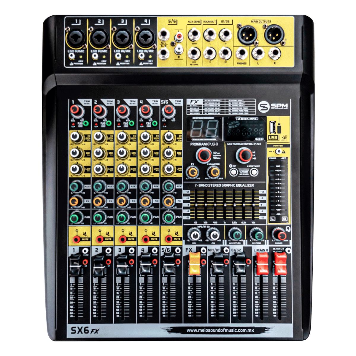 Consola MELO SX6FX De 4 Canales Mono ,conexión Bluetooth