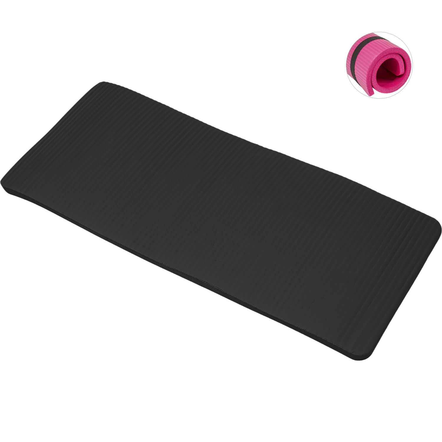 Mini Tapete Yoga Knee Pad Grueso Ejercicios Fitness 15mm Negro