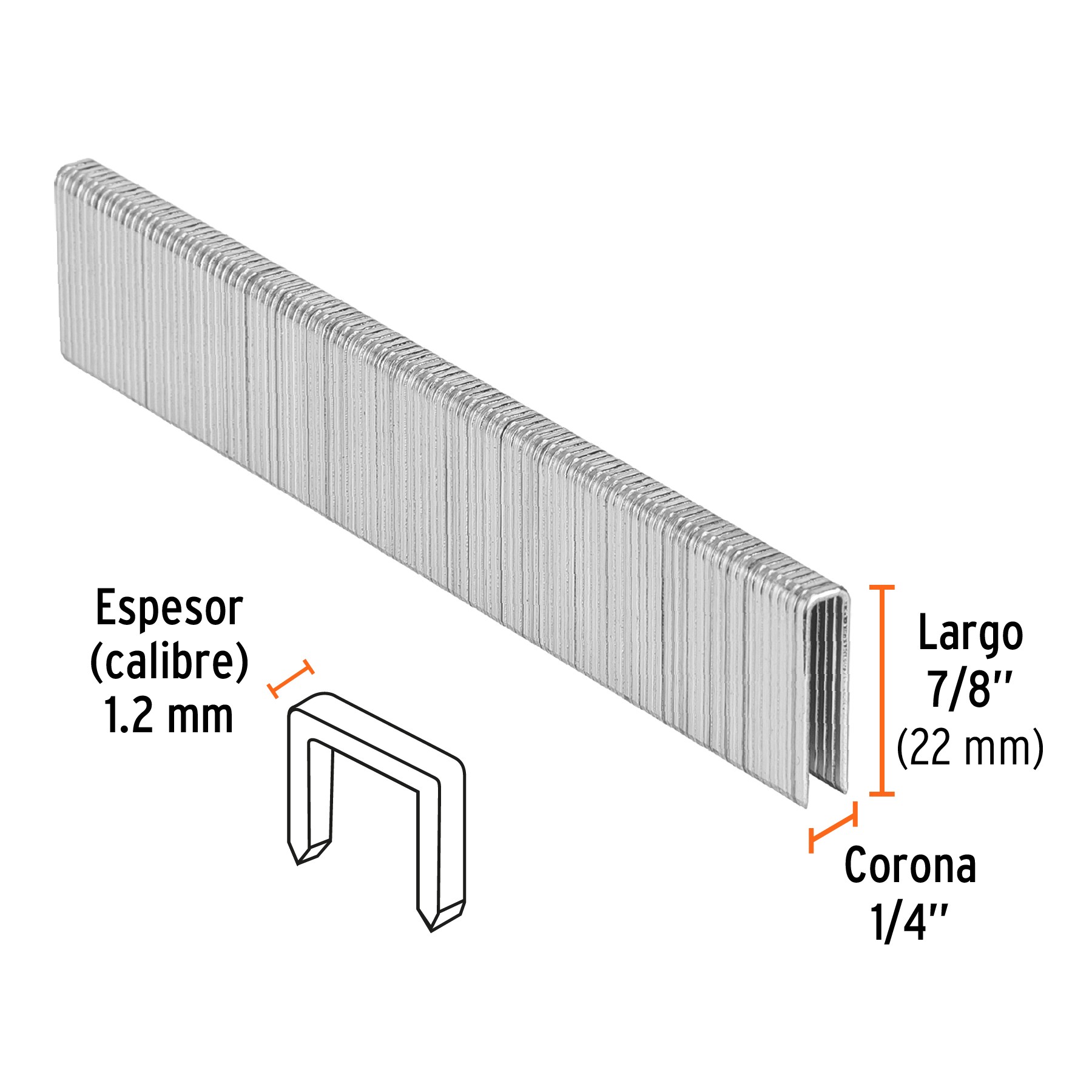 CAJA CON 5000 GRAPAS CORONA 1/4" CALIBRE 18, 22MM P/ENNE-120 TRUPER 18273