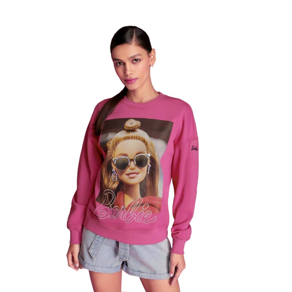 Sudadera rosa estampada para mujer, de Barbie, mod. 1092193