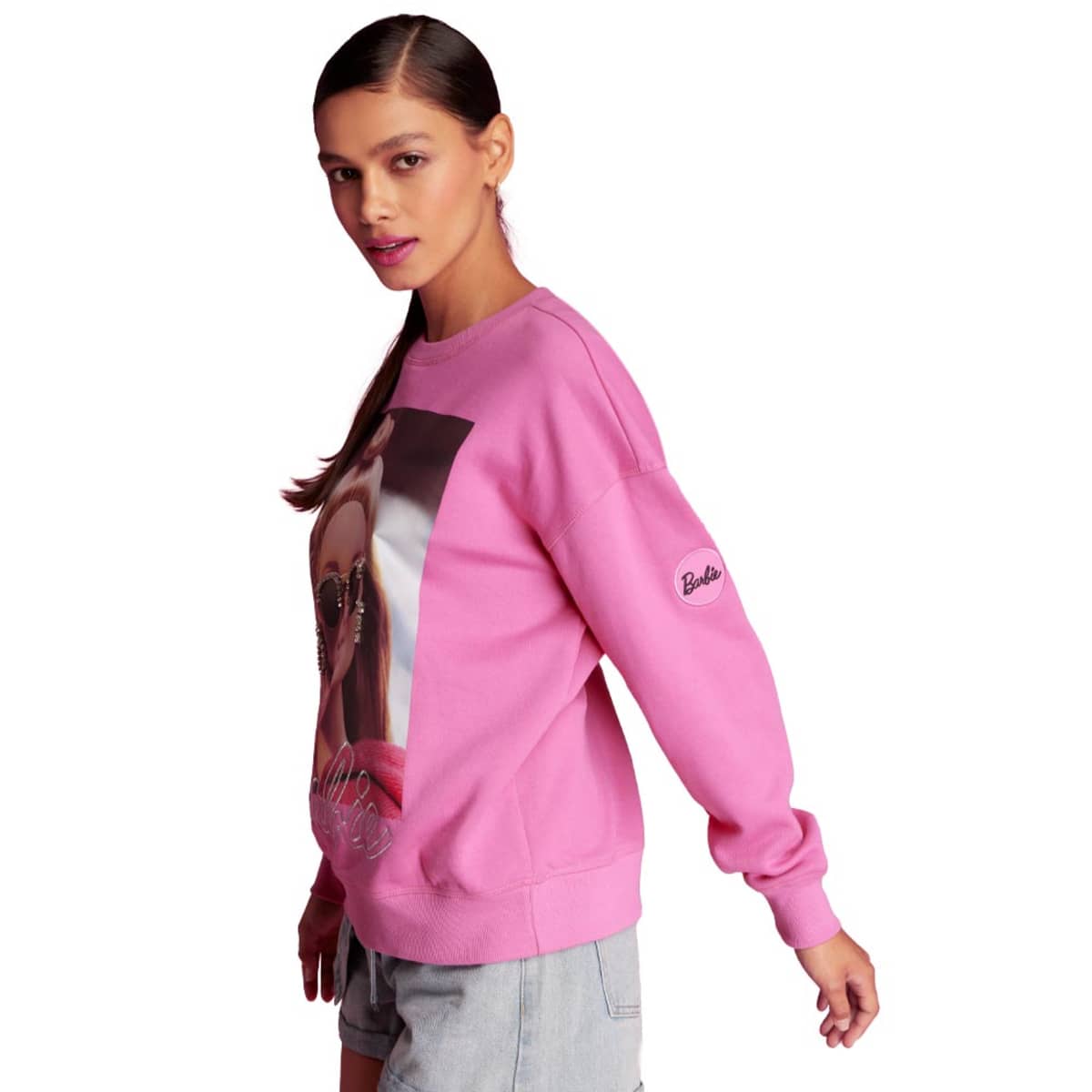 Sudadera rosa estampada para mujer, de Barbie, mod. 1092193
