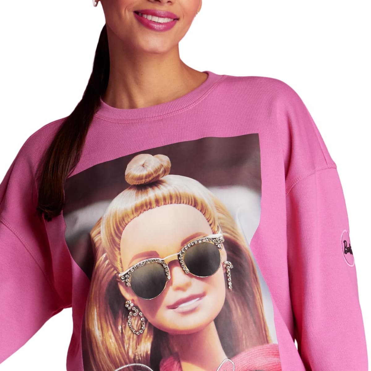 Sudadera rosa estampada para mujer, de Barbie, mod. 1092193