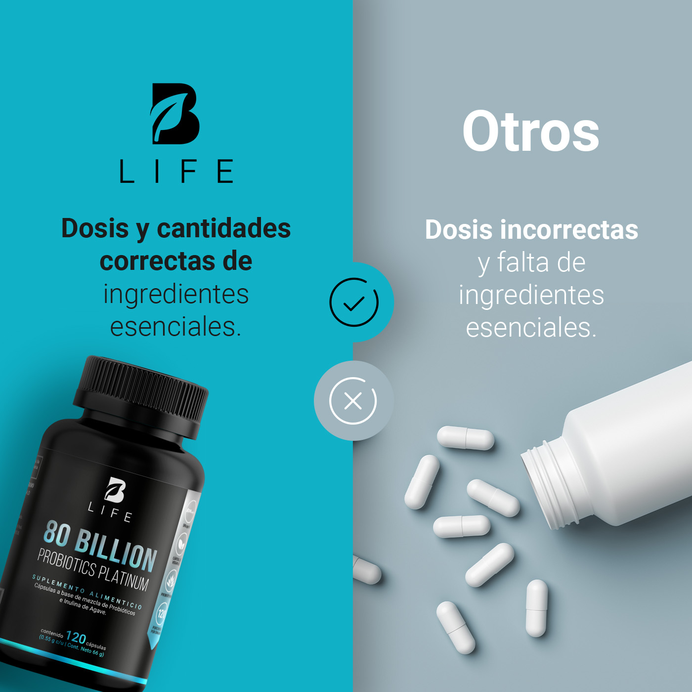 80 Billones De Probióticos 120 Cápsulas Con 11 Cepas B Life