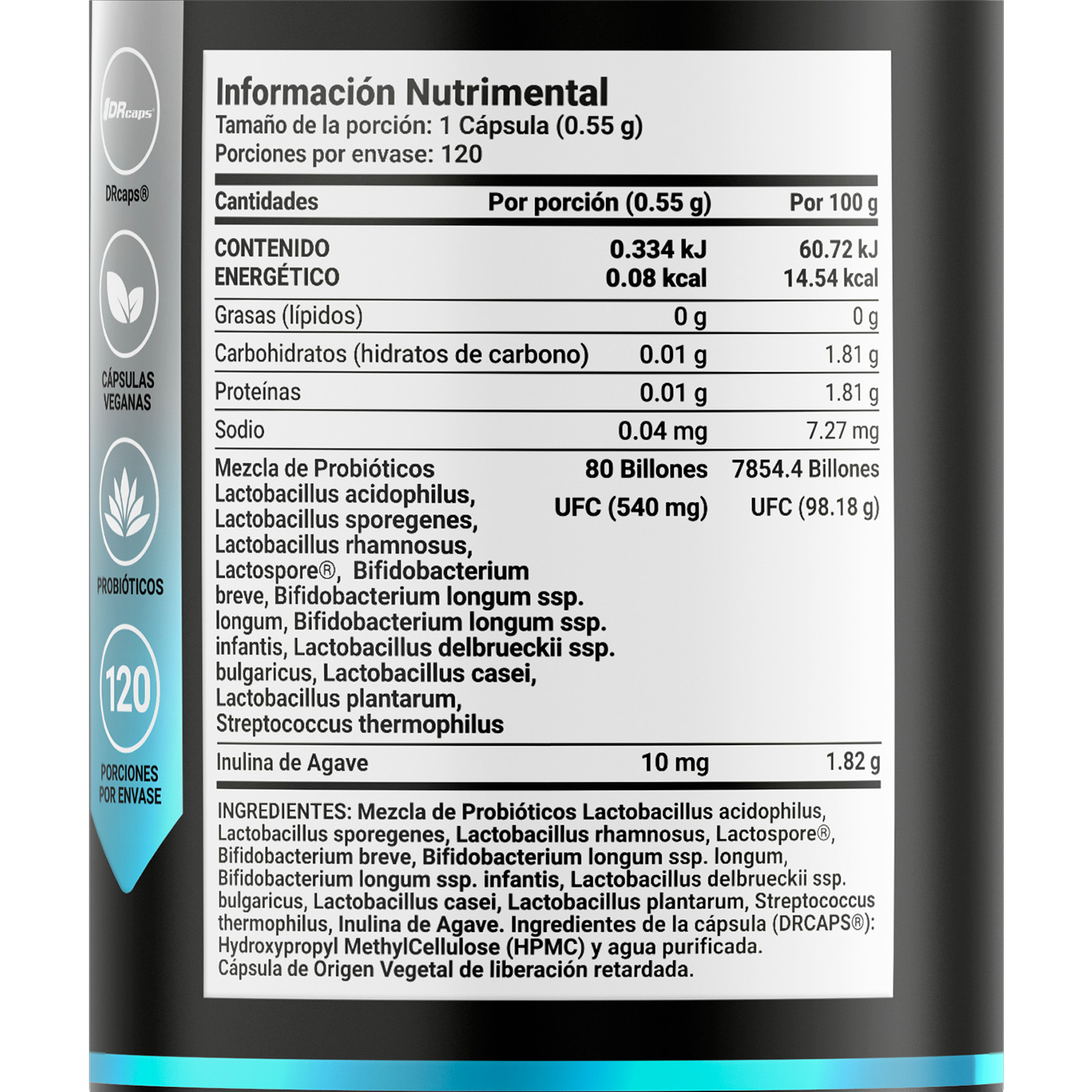 80 Billones De Probióticos 120 Cápsulas Con 11 Cepas B Life
