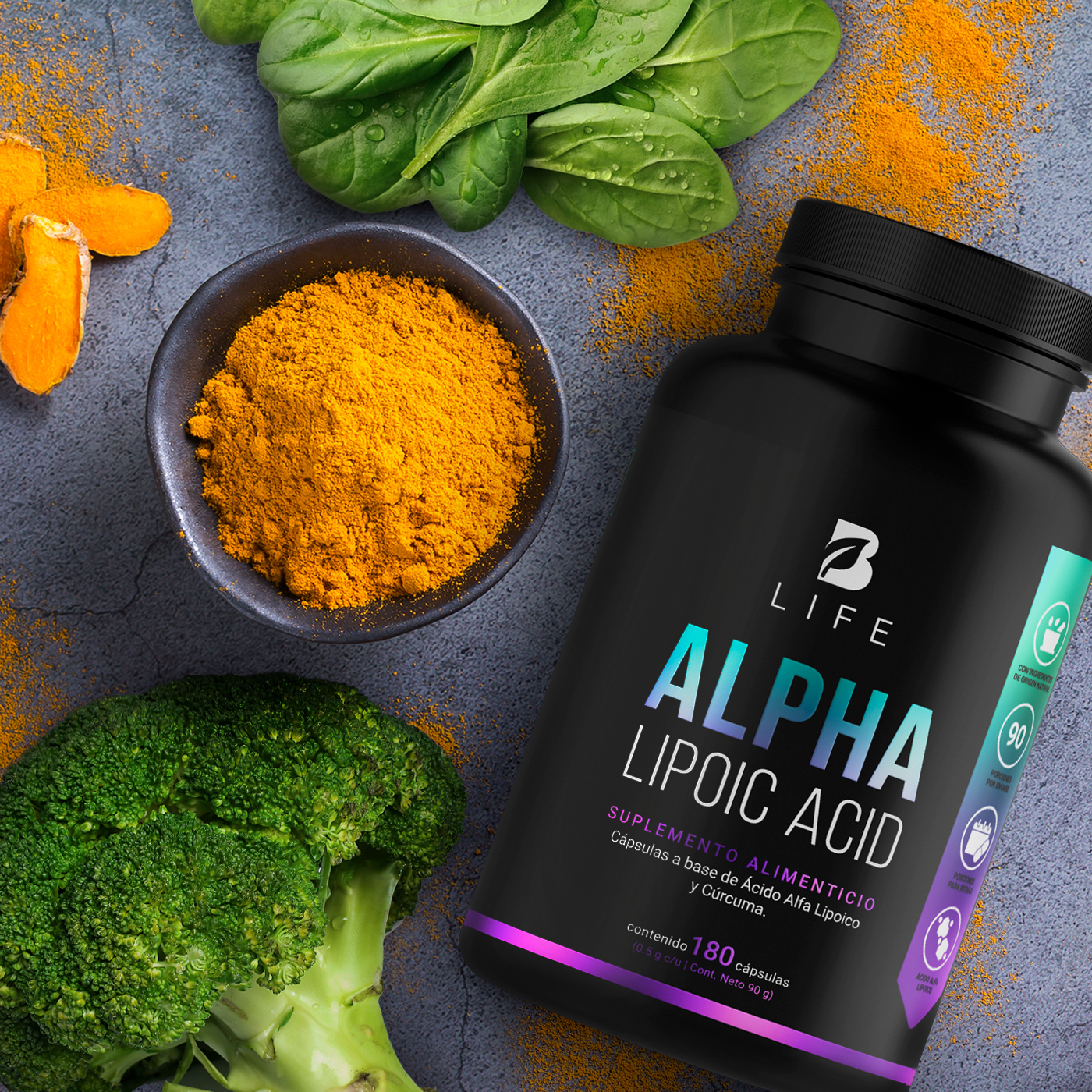 Ácido Alfa Lipoico De 180 Cápsulas. Alpha Lipoic Acid B Life.